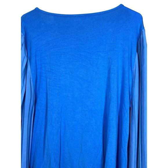 Talbots XL Women’s Blue Top Balloon Pleated Sleeve Scoop Neck Dressy Blouse - Picture 9 of 10